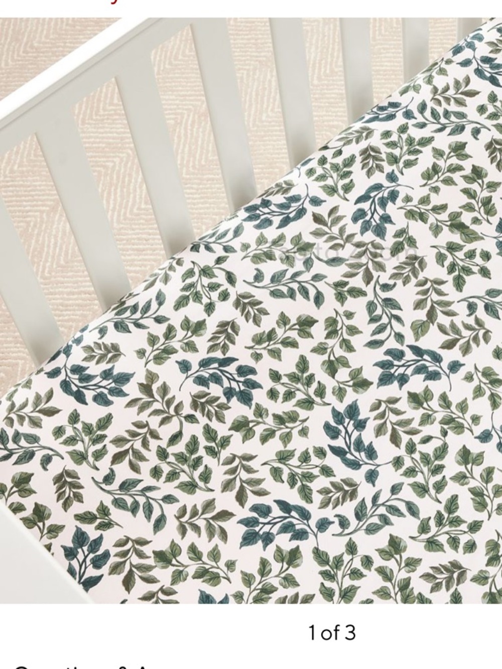 Pottery Barn Kids Chris Loves Julia Vines Organic Crib Fitted Sheet green white